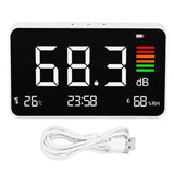 Digital Decibel Meter Desktop Sound Level Meter 30-130dBA with Temp Humidity Detection for Home School Library DM219N