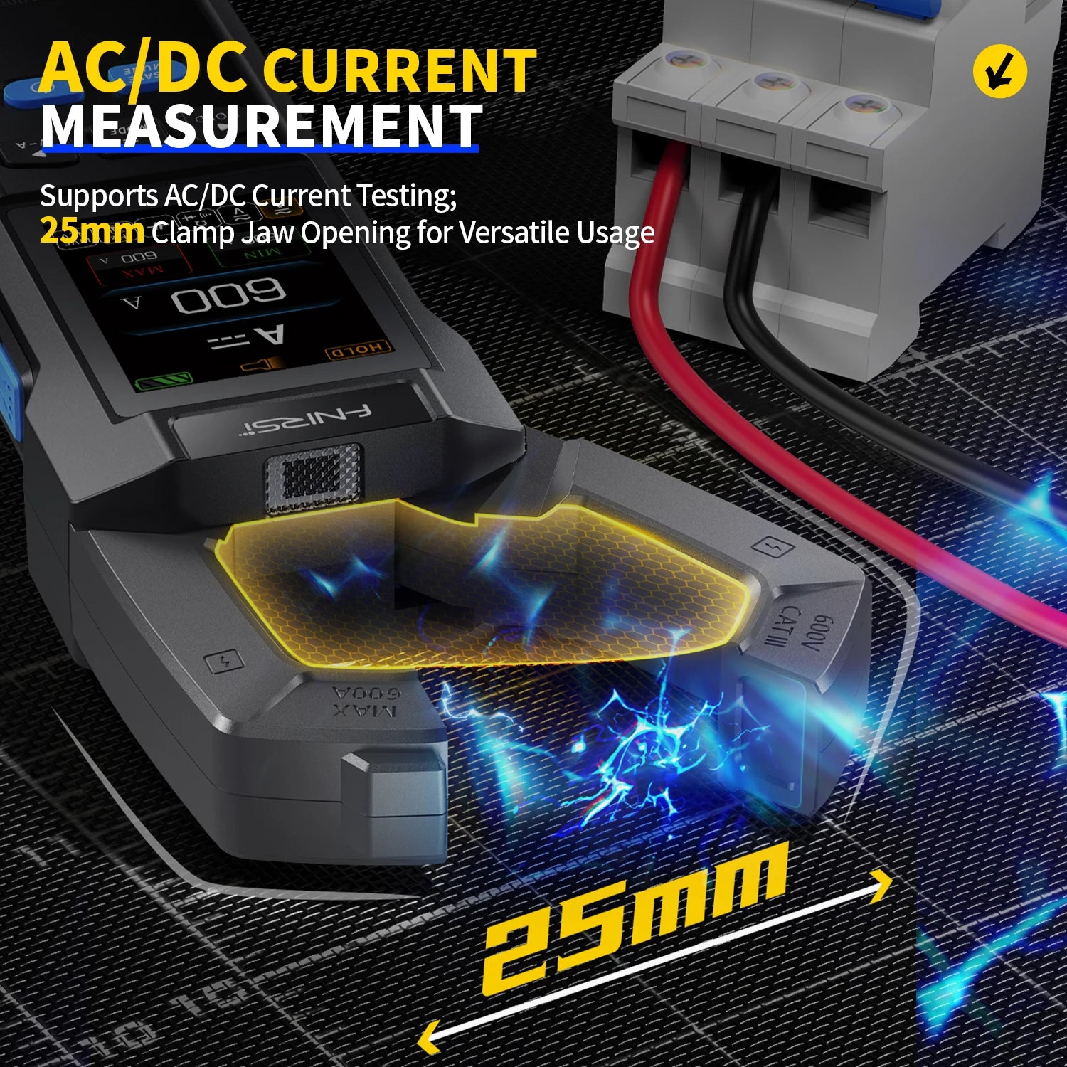 FNIRSI DMC-100 Clamp Meter 10000 Counts TRMS AC/DC Current Amperemeter Clamp 600A Digital Multimeter USB Charge Electrician Tool