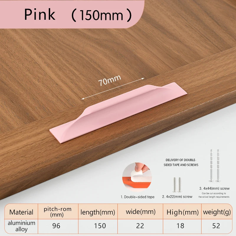 Self-adhesive easy-install kitchen cabinet drawer colorful handles furniture door windows sliding glass door push-pull handle