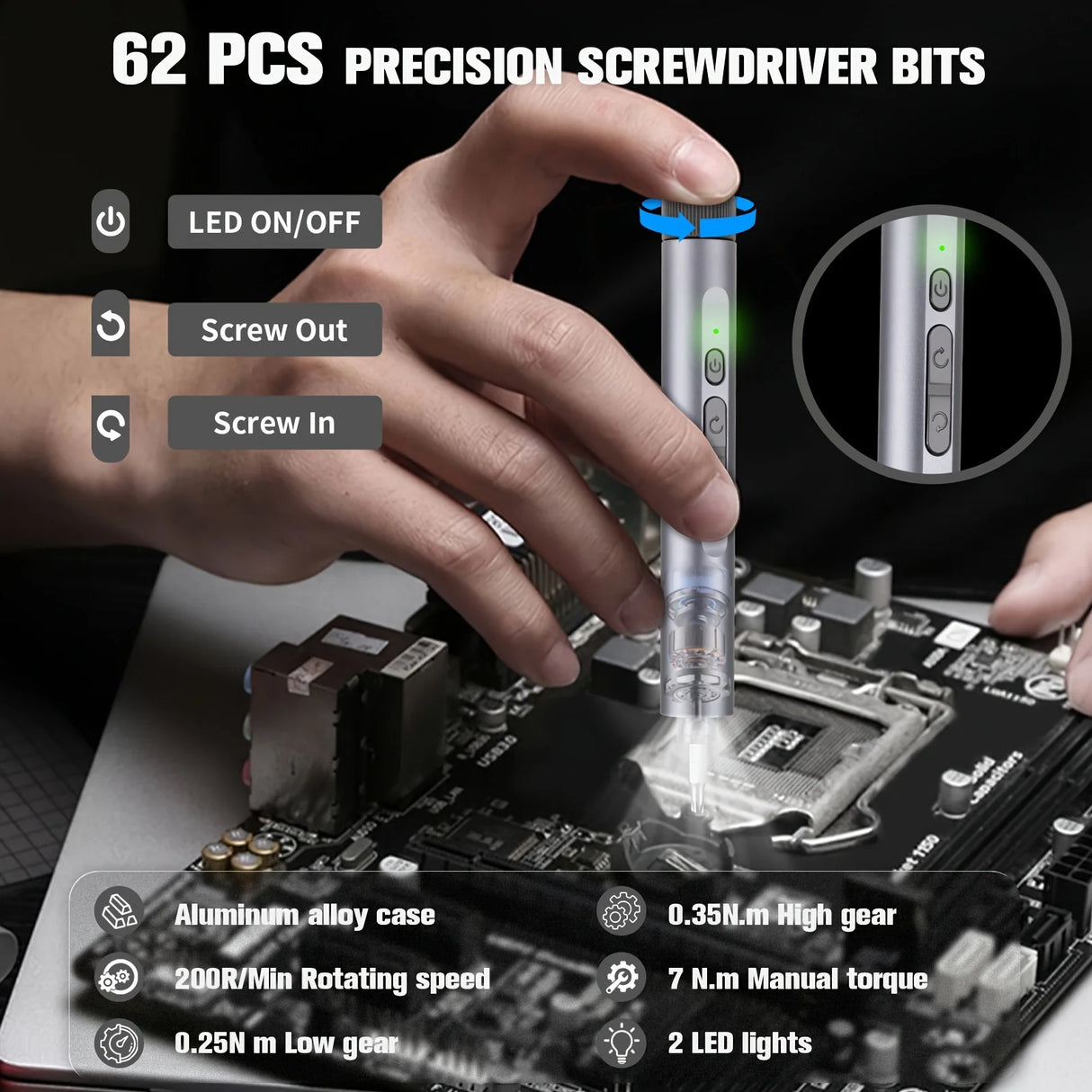 138 In 1 Mini Electric Screwdriver Set Precision Magnetic Phillips Bits Portable  Durable Alloy For PC iPhone DIY Repairs Tools