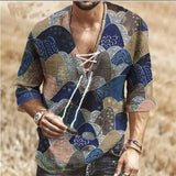 Retro 60s 70s Hippie Costume for Men Drawstring Printing T-shirt Cosplay Outfit Halloween Party Disco Funny Clothes Role Play