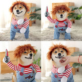 Pet Halloween Costume Dog Clothing Chucky Jumpsuit Dog Deadly Doll Cosplay Funny Party Costume Dog Clothes for Small Medium Dogs