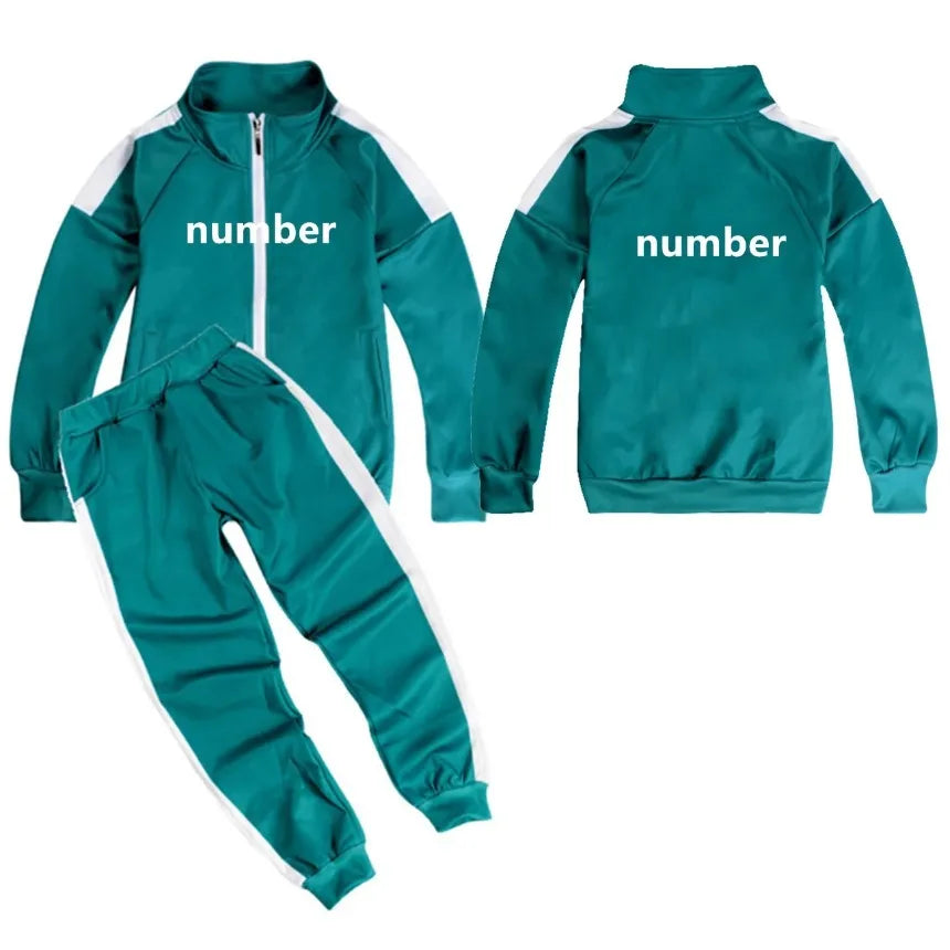 Kids Calamari Games Cosplay Costume Korea Boys Girls Green Sports Sweatshirt 456 230 for Team Halloween Carnival program Clothes