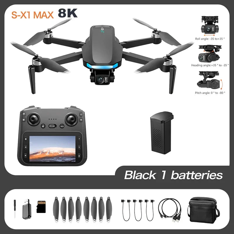 Lenovo S-X1 GPS Drone 8K HD professional camera Three-axis gimbal WIFI Obstacle Avoidance Quadcopter Brushless Toy Gift