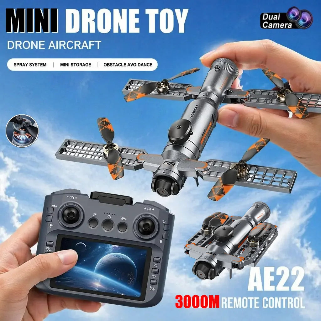 New Mini Screen Remote Control Drone Dual 8K HD Camera UAV Brush Obstacle Avoidance 5G WIFI FPV Foldable Quadcopter Aircraft Toy