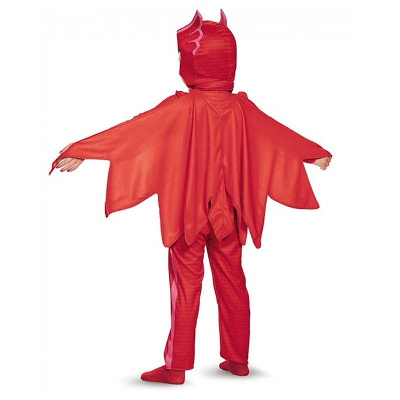 Unisex Girls Super Owl Hero tuta Fancy Dress Cosplay Cat Boys Gecko Animail Costume di Halloween Jumpsuit
