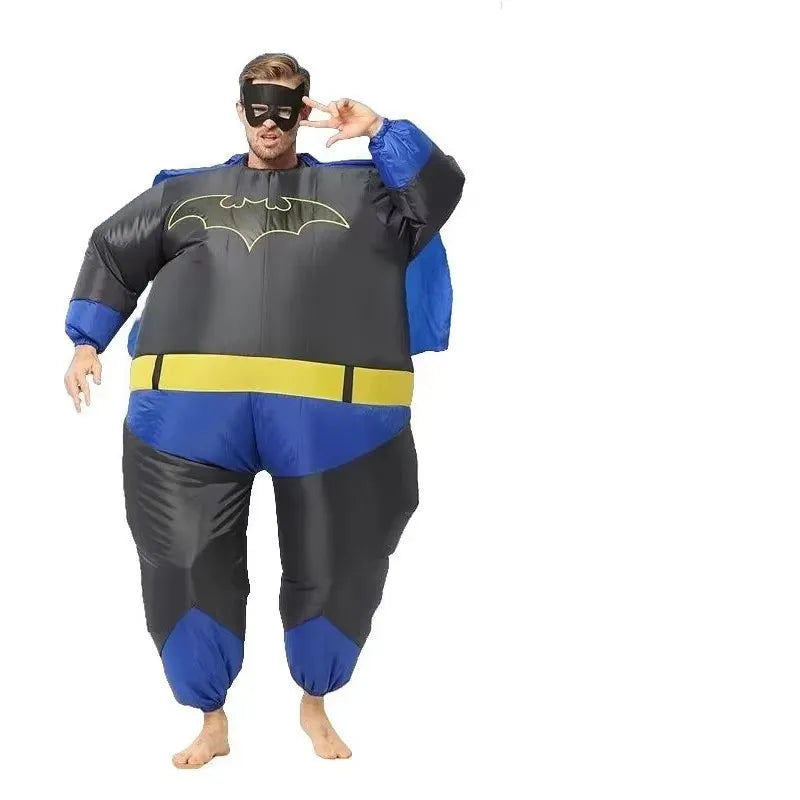 Superman Inflatable Captain Super Hero Cosplay Blue Muscle Hulk Batman Jumpsuit Costume Halloween For Adult Inflate Costume Prop