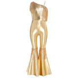 Girls Hippie Costume Cosplay Vintage 60s 70s Disco Stage Performance Dancing Jumpsuit Carnival Shiny Singer Hippies Costumes
