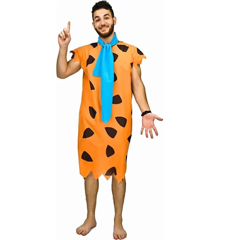 Womens Wilma Flintstone Costume Fred and Wilma Flintstone Costume Set Men's Caveman Adult Costume Halloween Includes Tunic