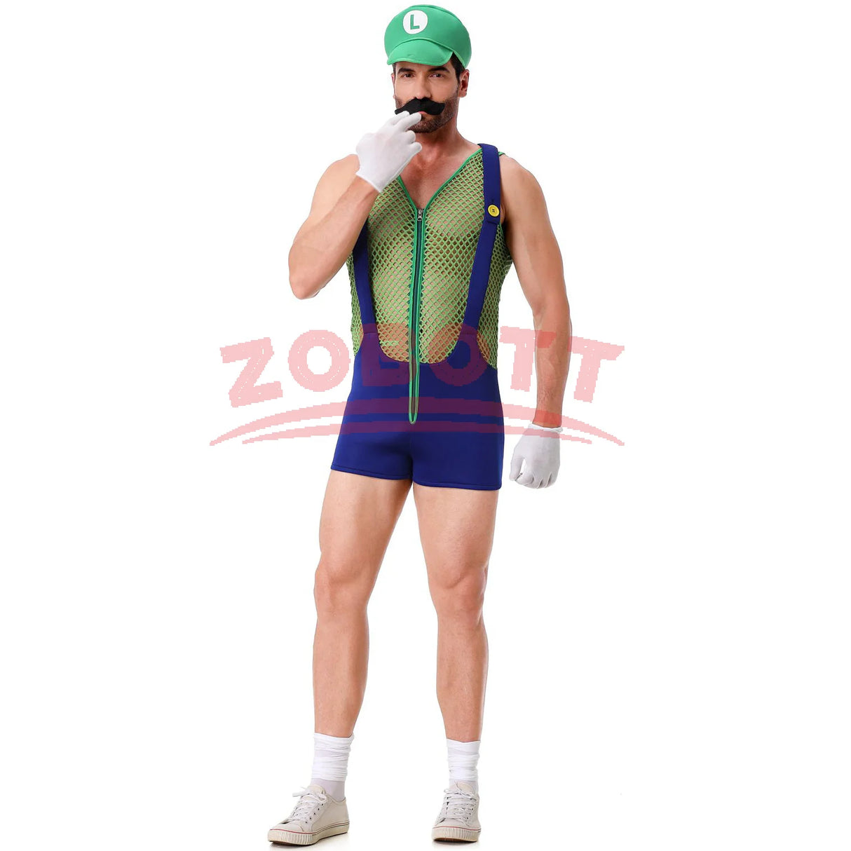 Anime Luigi Bros Cosplay Costume Red Blue Hollow Overalls Jumpsuits Costume Carnival Party Disguise Plumber Funny Onesie