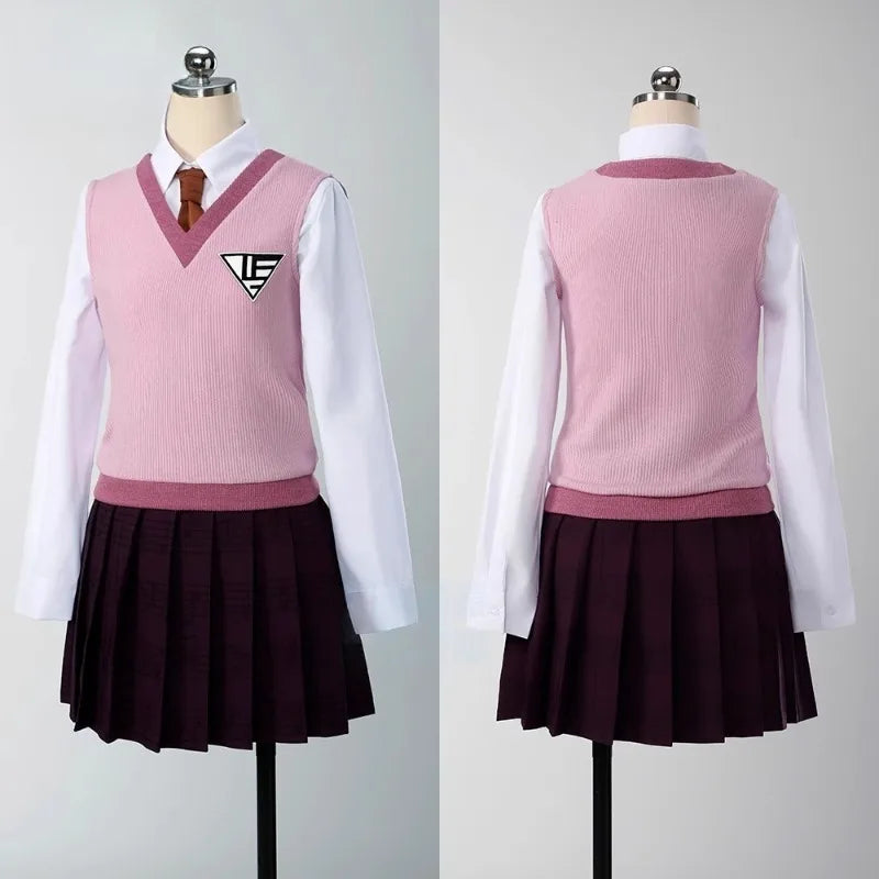 Anime Kaede Cosplay Akamatsu Costume White Shirt Pink Vest Skirt JK School Uniform Role Play Outfit Halloween Carnival Party