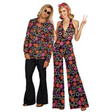 Halloween Cosplay Costumes 70s 80s Disco Couple Costume  Vintage Hippies Costume Men Women Music Festival Party Fancy Dress