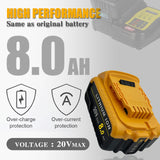 4Pack 18V 8.0Ah Replacement Battery Compatible For Dewalt 18V MAX Battery DCB200 DCB204 DCB206 DCB206-2 DCB201 DCB203 DCB181 DCB