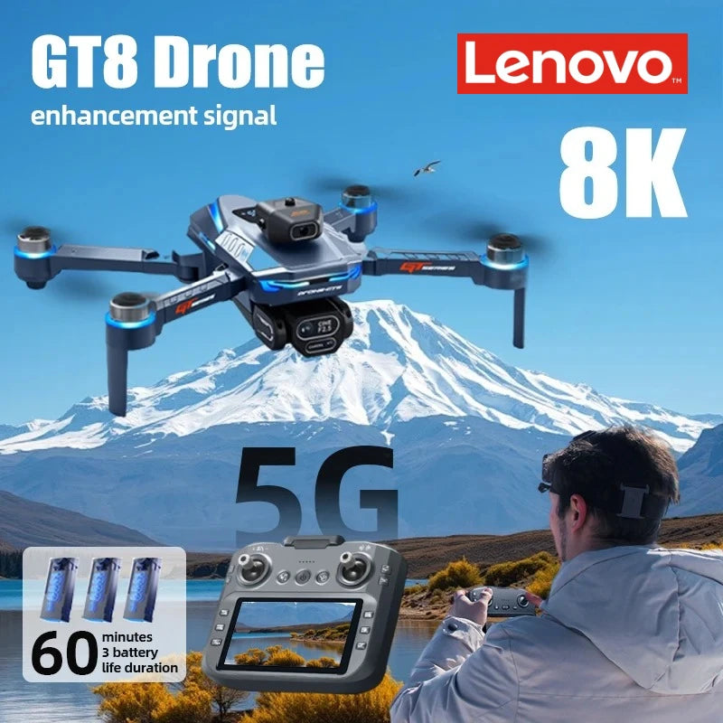 Lenovo GT8 Drone 8K Professional 4K HD Camera 5G Brushless Motor Aerial Photography Optical Flow with screen RC Quadcopter