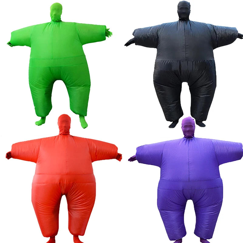 Halloween Adult Funny Role Play Fat Masked Man Sumo Inflatable Costume Unisex Colorful Full Bodysuit Carnival Dress Up Party