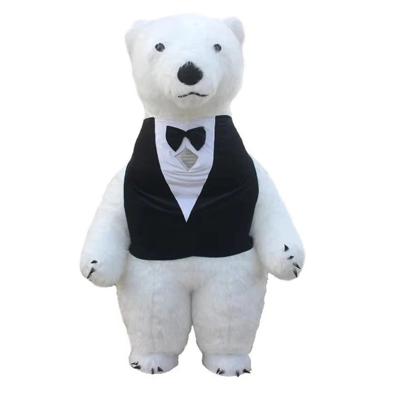 Giant Plush Polar Bear Inflatable Costume Street Funny Teddy Bear Mascot Costume Birthday Party Cosplay Suits Funny Props