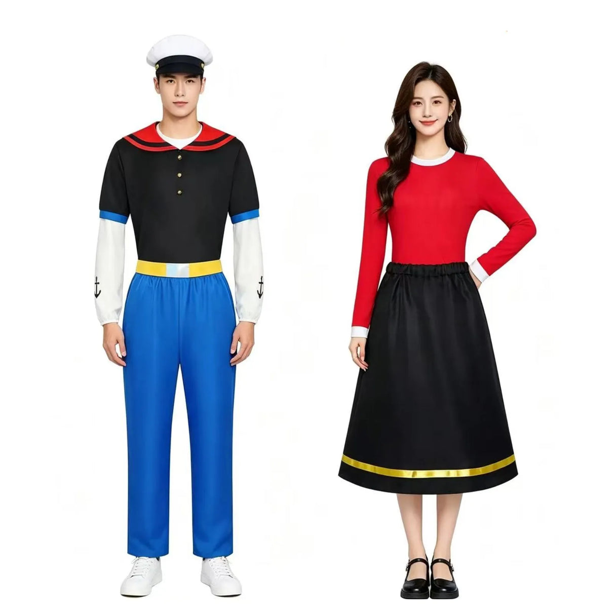 Classic Cartoon Popeye the Sailor Cosplay Costume With Hat Funny RolePlay Outfits For Men Woman Hallowmas Party suit