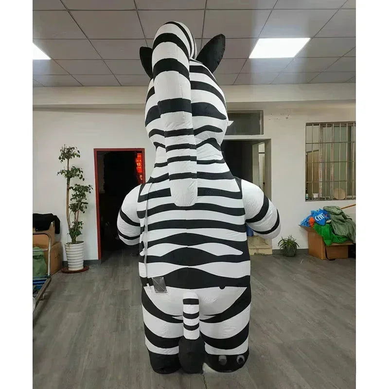 Inflatable Zebra Mascot Costume Entertainments Full Body Madagascar Wild Animals Cartoon Characters Blow Up Outfits No Battery