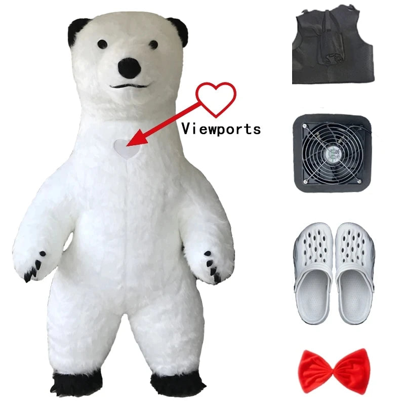 Giant Plush Polar Bear Inflatable Mascot Costume Carnival Activity Show Cartoon Martha Bear Birthday Party Role Play Props