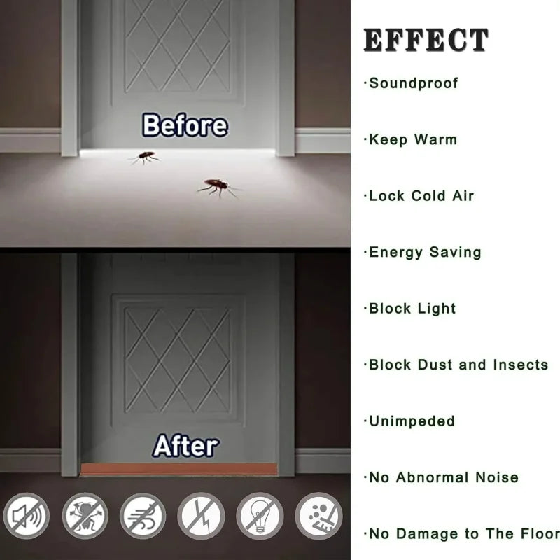 1m Door Seal Draft Stopper With Brush Reduce Noise Rubber Door Sweep Breeze BlockerInsect Proof Dust Proof And Sound Proof Seal