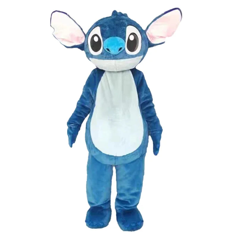 Plush Blue Stitch Mascot Costume Disney Angel Cartoon Fur Cosplay Suit Adult Advertising Fancy Dress Carnival Party Halloween