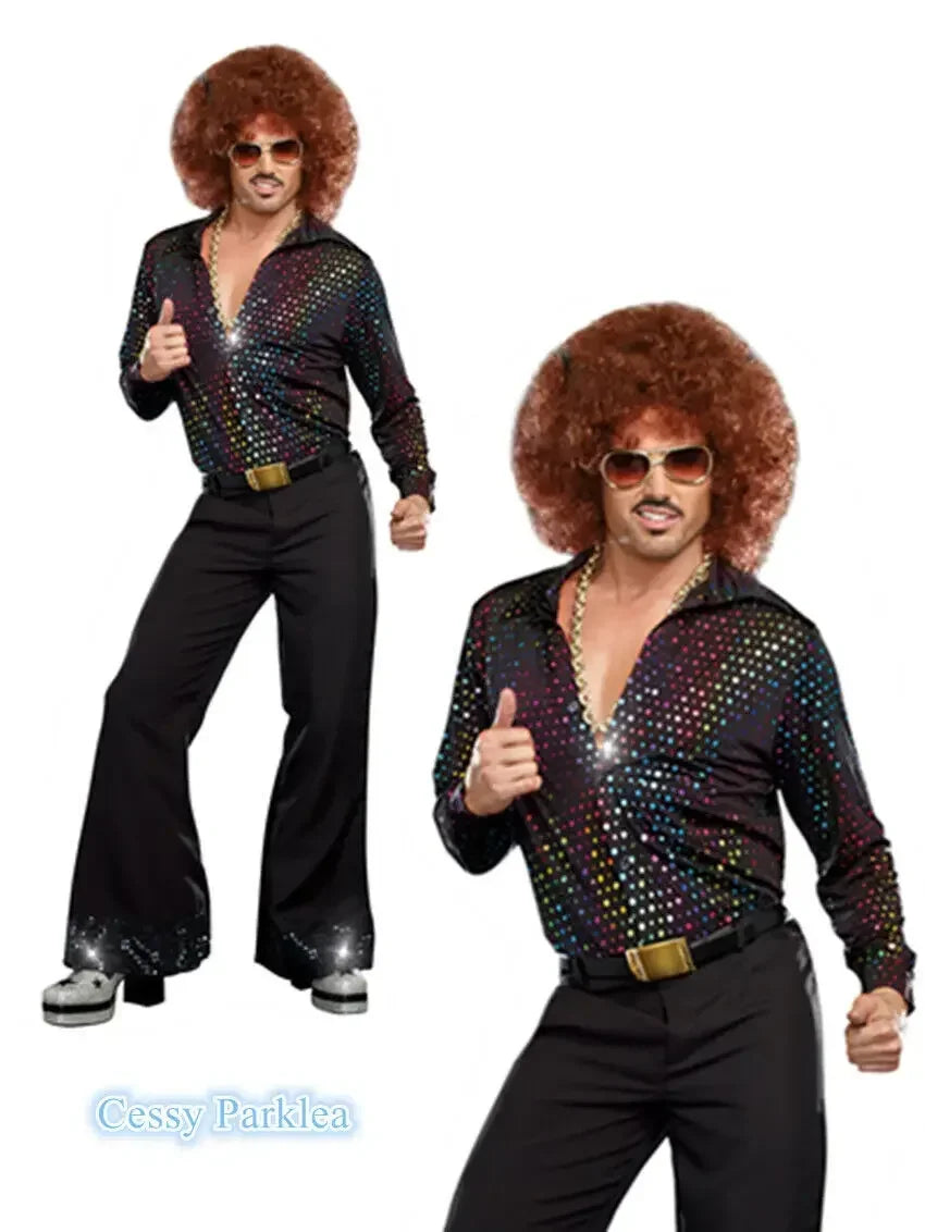 Vintage 70s 80s Adult Men Women Music Festival Retro Disco Clothes Halloween Cosplay Party Hippie Couple Costume Fancy Dress