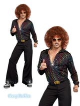 Vintage 70s 80s Adult Men Women Music Festival Retro Disco Clothes Halloween Cosplay Party Hippie Couple Costume Fancy Dress