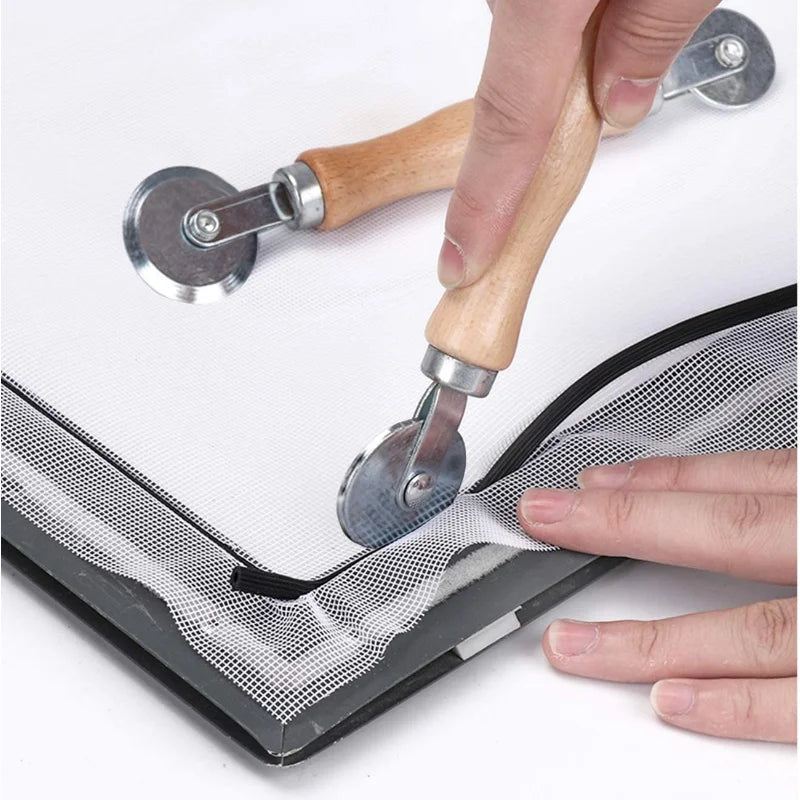 Wooden Handle and Steel Wheels Rolling Tool for Double Window Installation Hand Spline Roller Household Durable Screen Door