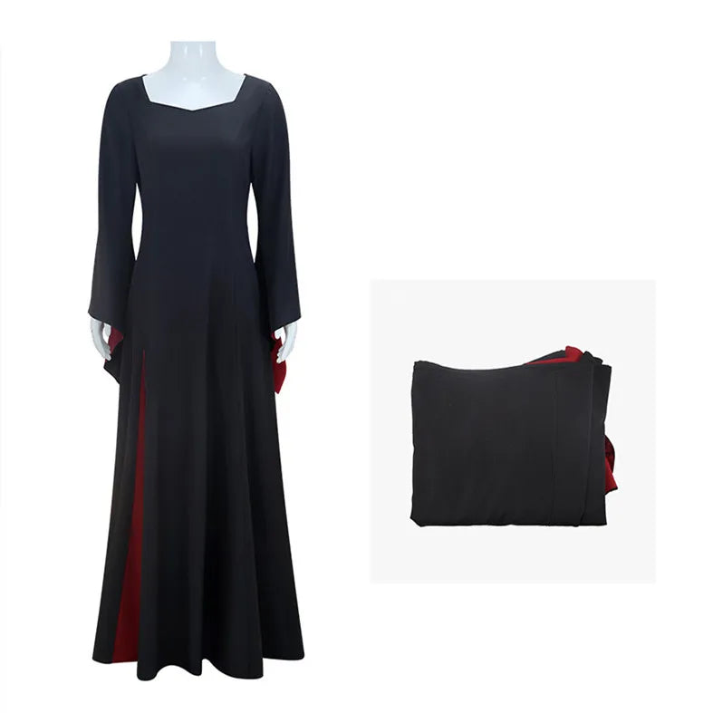 Men Cosplay Costume Movie Black Robe With Scarf Women Dress Horror Movie Down Shirt Gown Halloween Uniform