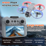 Hot K100 MAX Mini Drone Professional 4K HD Dual Camera Fpv Screen Optical Flow Drone Toys Quadcopter Brushless Dron Toy Gift New