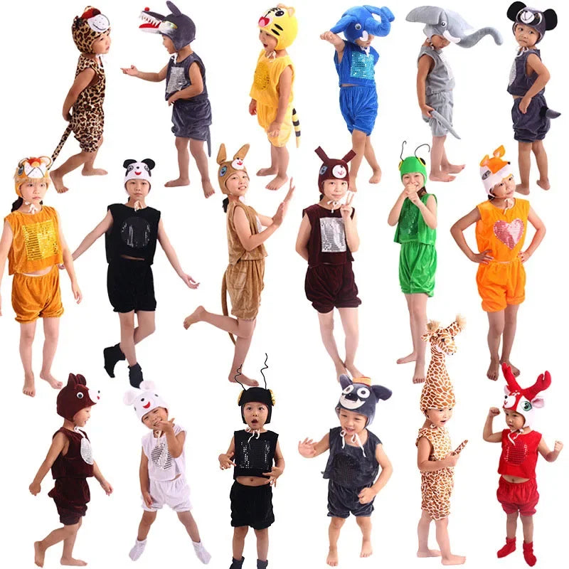 Boy Girls Children Animal Costume Cosplay Performance Props Clothing Grasshopper Mantis Bear Kangaroo Panda Squirrel Elephant