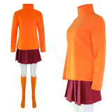 Velma Cosplay Orange Top Skirt Socks Halloween Costume Daphne Cosplay Daphne Purple Dress Halloween Costumes for Women