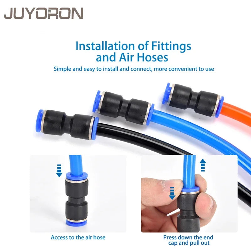 60PCS Boxed Set Air Straight Pneumatic Fittings PU Series Water Pipes Quick Release Connector Plastic Hose Couplings PU 4 6 8mm