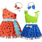 New 2026 Infant Toddle Pebble Bone Fancy Dress Up Halloween Caveman Cavegirl Flint stone Costume For Girl COS