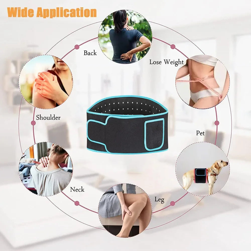 Near Infrared&Red Light Therapy Wrap Belt 660nm&850nm for Body Pain Relief Wearable Pad for Waist Back Stomach Muscle Beauty