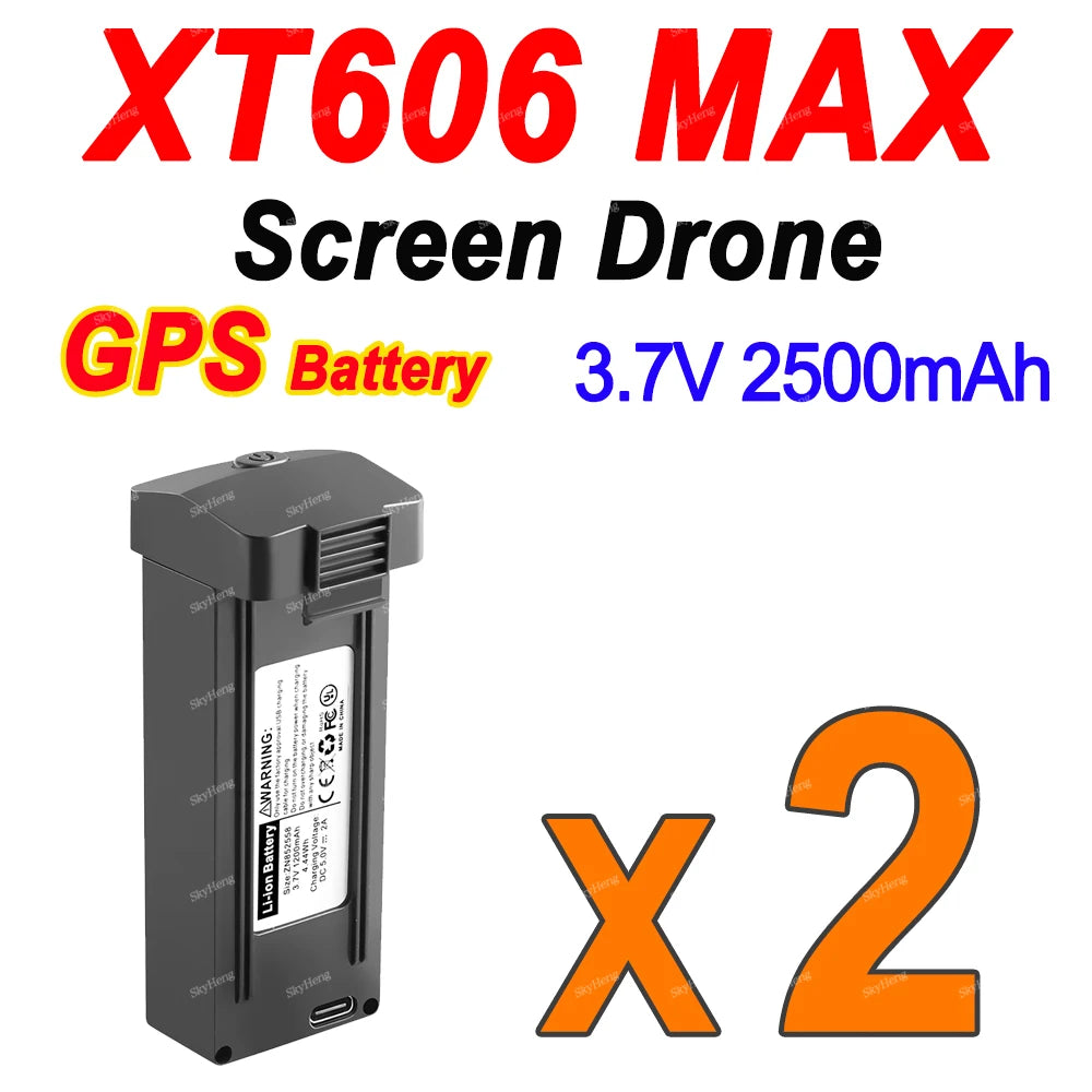 XT606 MAX GPS Drone Battery 3.7V 2500MAH 25mins Time For XT606 Screen RC Airplanes Parts XT606 Spare Replacement Accessories