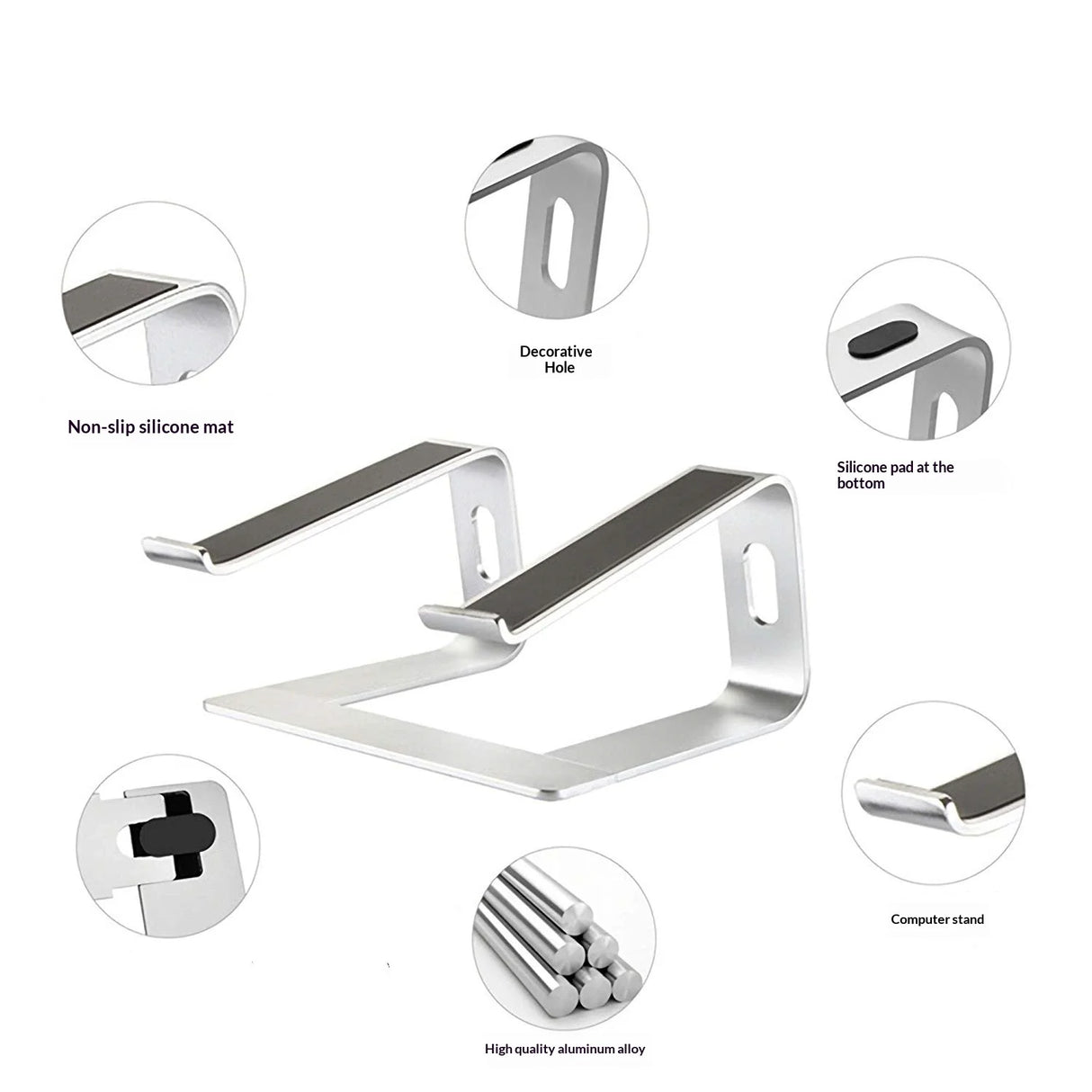 Ergonomic Aluminum Laptop Stand with Cooling & Non-Slip Design, Adjustable Portable Notebook Riser for 10-17 Inch MacBook Dell