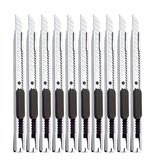 10PCS 30 60Degree Retractable Box Cutter 9MM Blade Utility Knife Carbon Steel Self-Locking Design Cutting Tools Wallpaper Carton