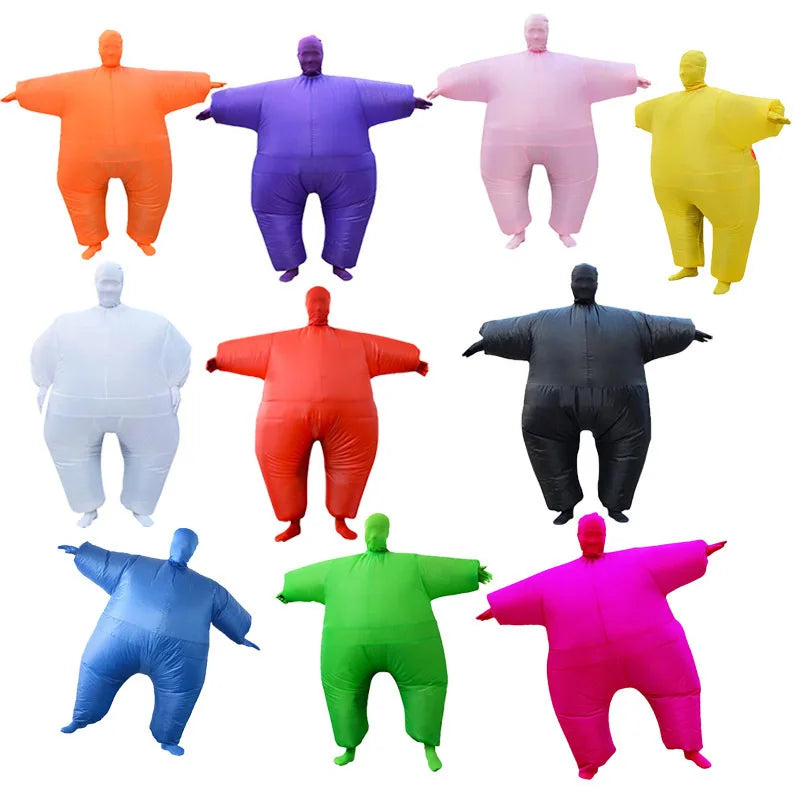 Halloween Adult Funny Role Play Fat Masked Man Sumo Inflatable Costume Unisex Colorful Full Bodysuit Carnival Dress Up Party