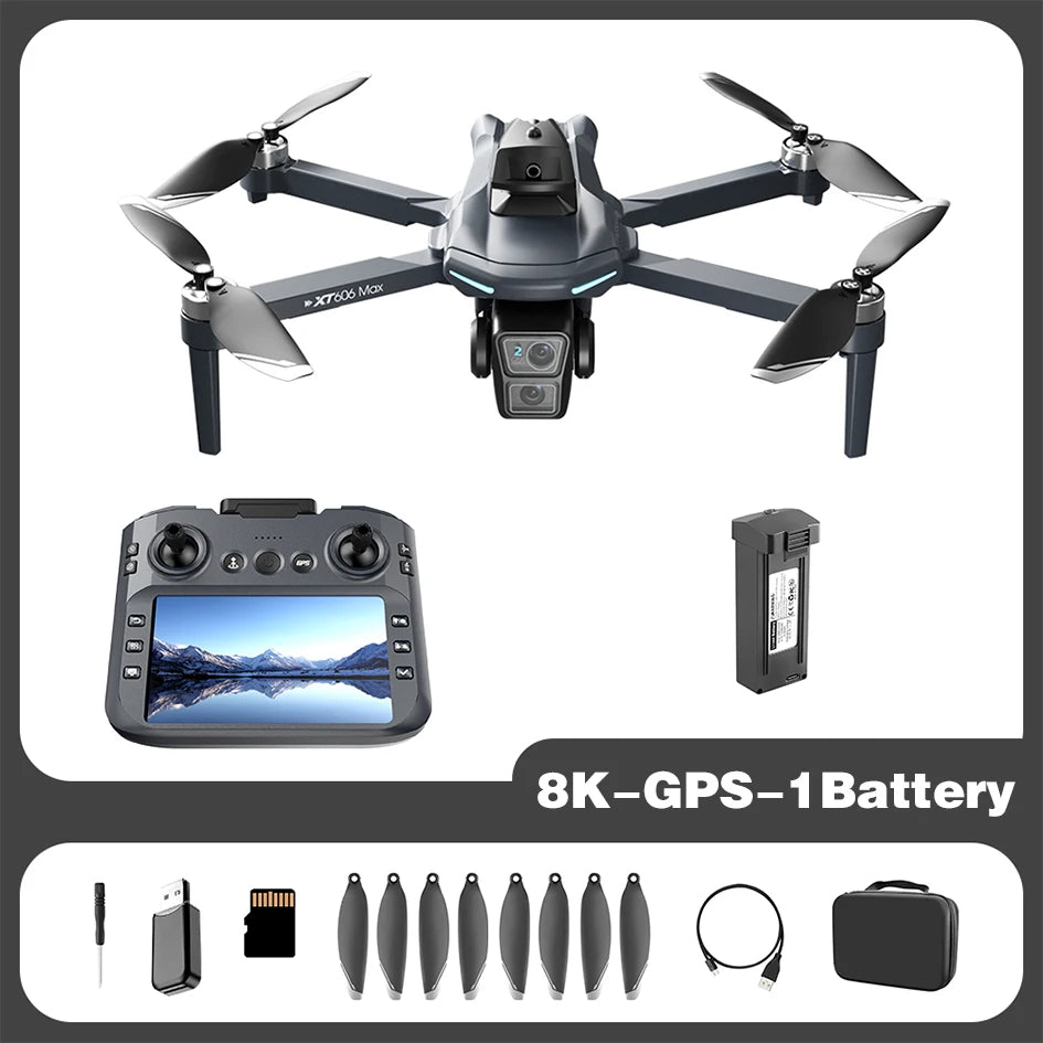 Lenovo NEW XT606 GPS Drone 8K HD Professional dual camera 5G WIFI FPV Obstacle Avoidance Brushless RC Quadcopter Dron toys