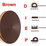 5m/10m DIEP Shape Window Seal Strip 4 Colors Self-adhesive Rubber Weather Stripping Door Windproof Insulation Noise Tape