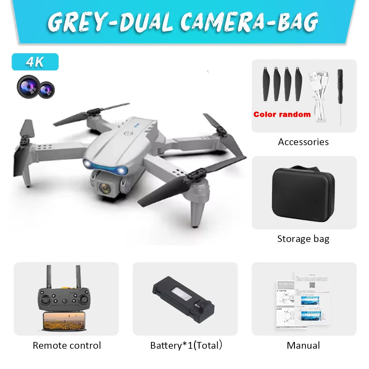 E99Pro HD Professional 4K Aerial Photography Drone Dual Camera WIFI FPV Quadcopter Obstacle Avoidance 40cm Blue Landing Pad Avai