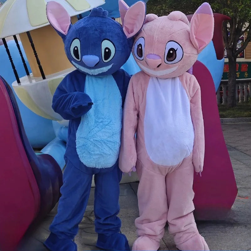 Plush Blue Stitch Mascot Costume Disney Angel Cartoon Fur Cosplay Suit Adult Advertising Fancy Dress Carnival Party Halloween