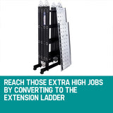 Heavy Duty 4.7M Folding Ladder Aluminium Multi-Purpose 14 IN 1 Combination Ladders 4x4 Step Black with 2 Working Platform