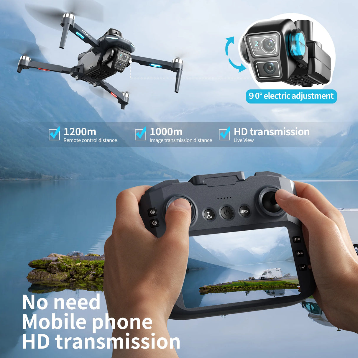 Lenovo NEW XT606 GPS Drone 8K HD Professional dual camera 5G WIFI FPV Obstacle Avoidance Brushless RC Quadcopter Dron toys