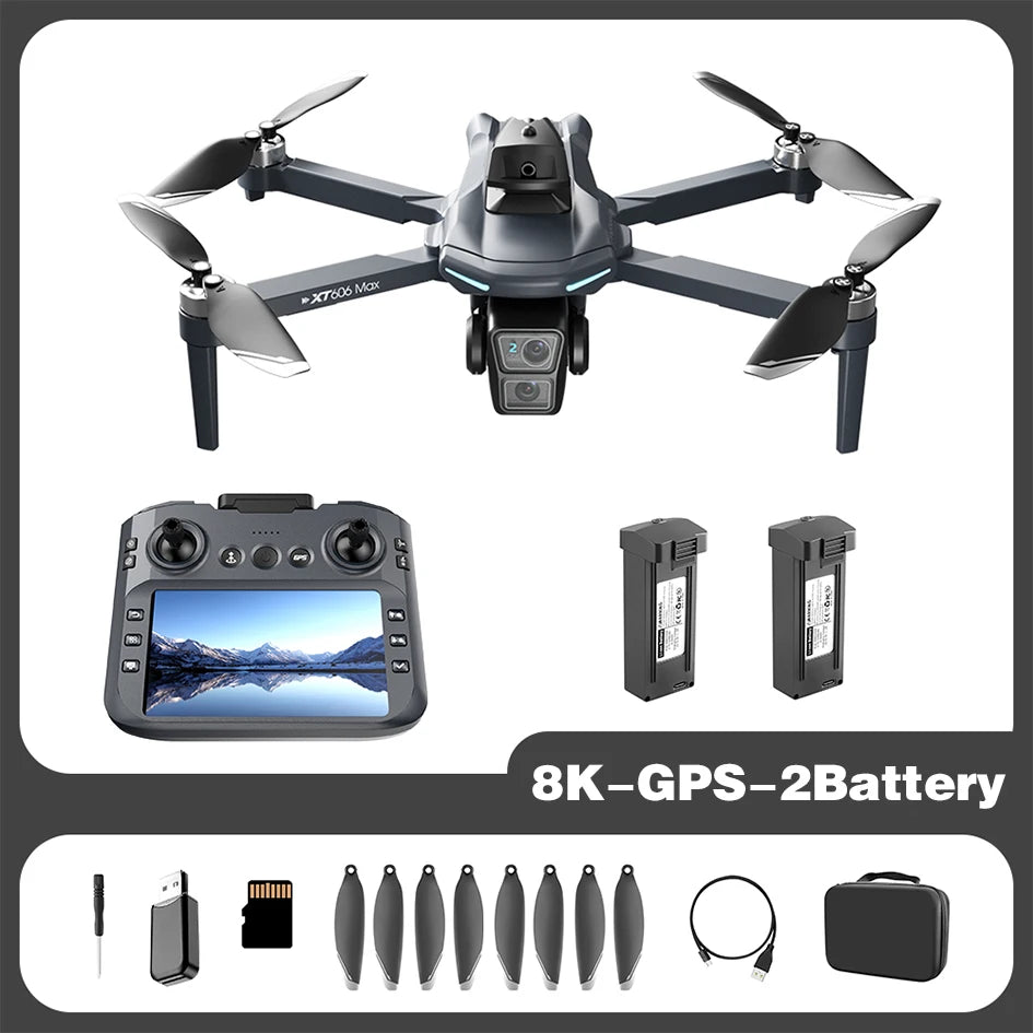 Lenovo NEW XT606 GPS Drone 8K HD Professional dual camera 5G WIFI FPV Obstacle Avoidance Brushless RC Quadcopter Dron toys