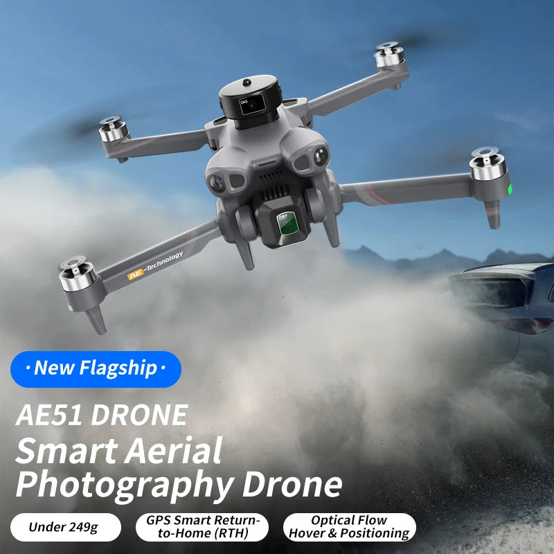 AE51 Foldable GPS Drone 4.5 Inch Large Screen Controller 4K HD Camera Optical Flow Stable Hover WiFi FPV RC Quadcopter for Gift