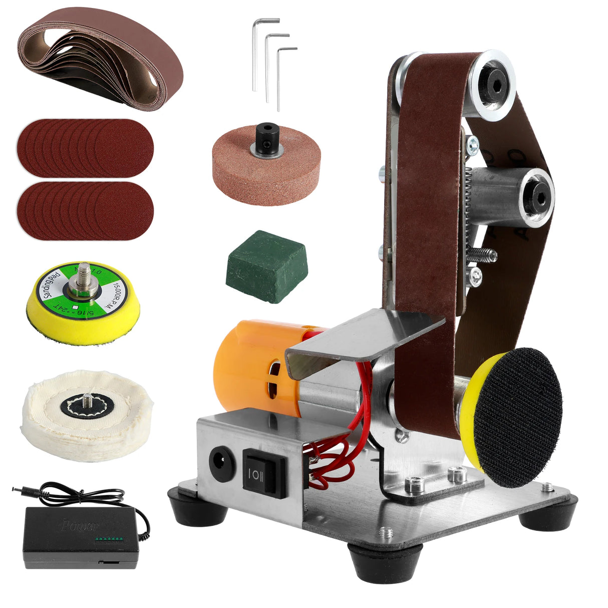 Mini Belt Grinding Machine Tool Sharpening Machine Sanding Grinding Electric Multifunctional Sander Polisher Machine Adjustable