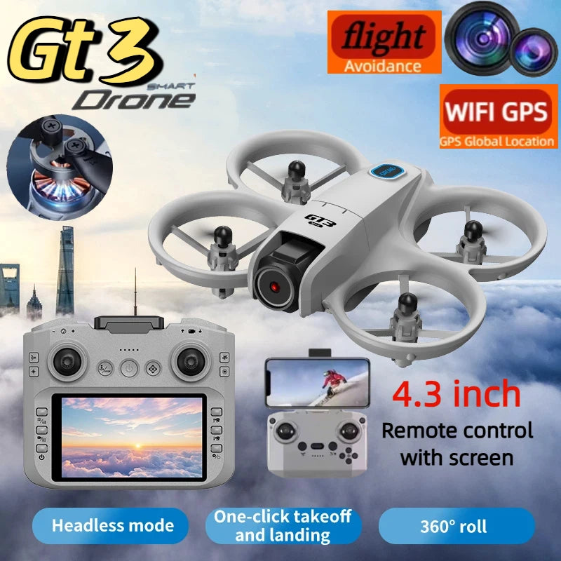 Lenovo GT3 Drone 8K HD Dual Cameras Remote Control Headless Mode Helicopter 360° Flip FPV WIFI Brushless Motors Quadcopter Toys