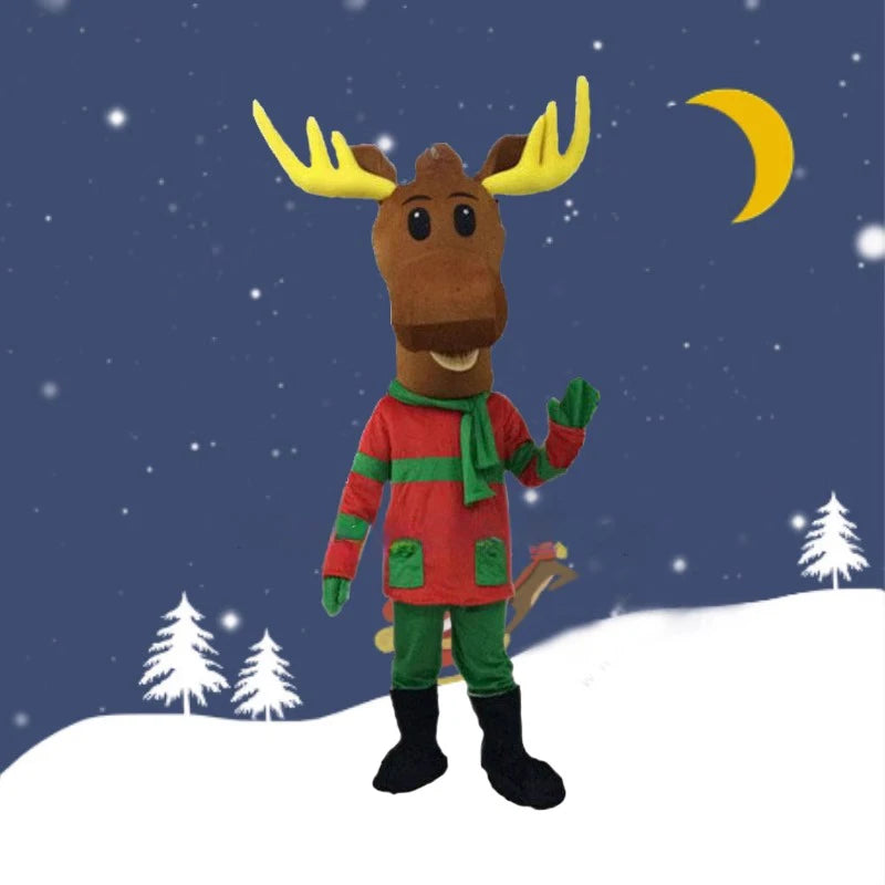 Christmas Reindeer Mascot Costumes Cartoon Elk Adult Cosplay Deer Clothes New Year Fancy Dress Carnival Event Advertising Props